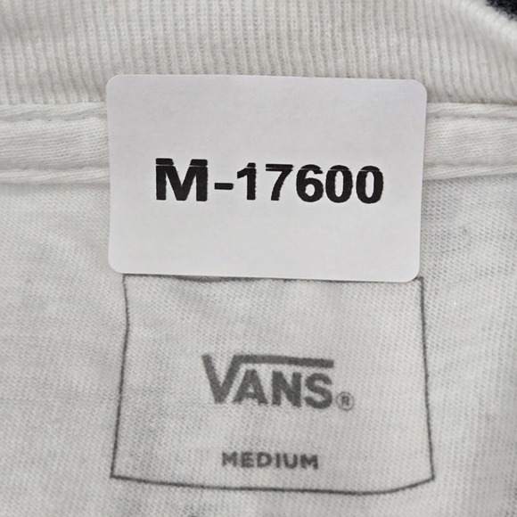 Vans Men Shirt MEDIUM White Graphic Print Off The Wall Long Sleeve - Picture 2 of 8